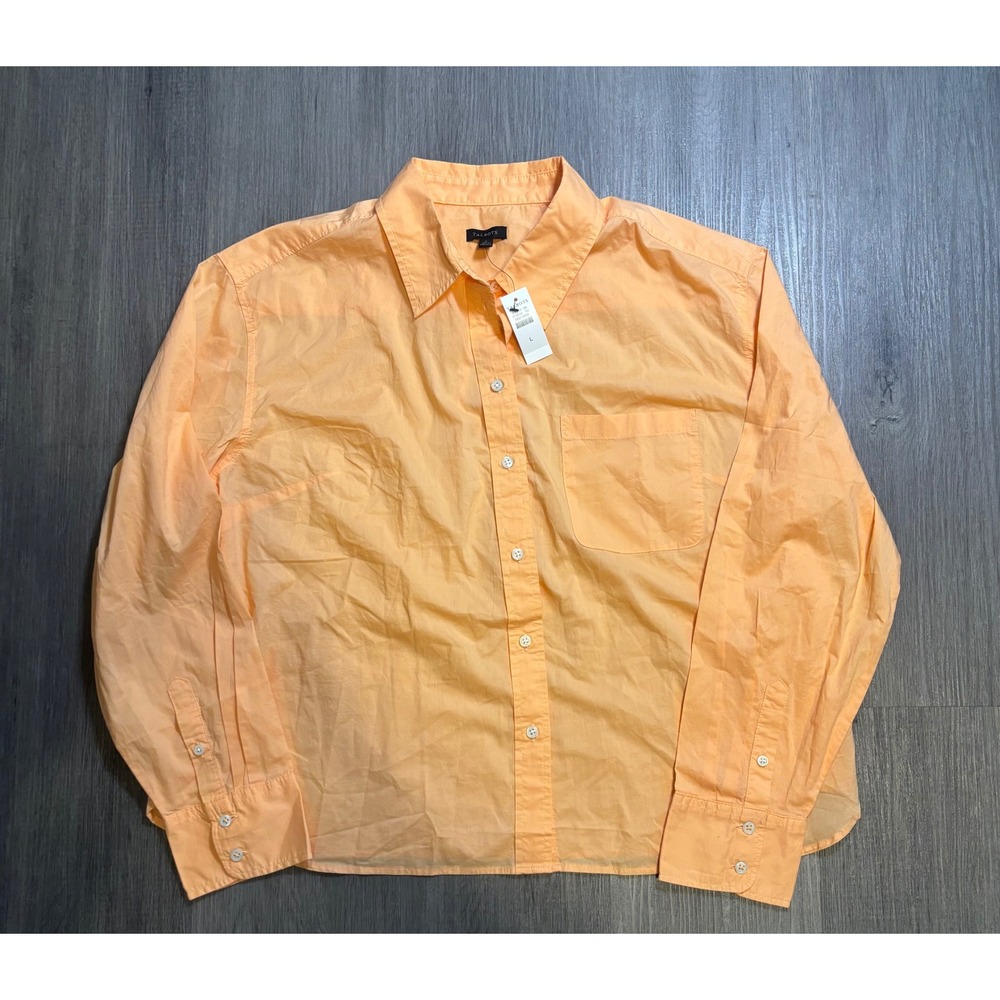 Talbots Button Front Shirt Womens L Orange Long Sleeve Cotton Top NWT